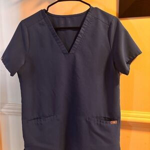 Figs Royal Blue Casma Three-Pocket Scrub Tops, Small